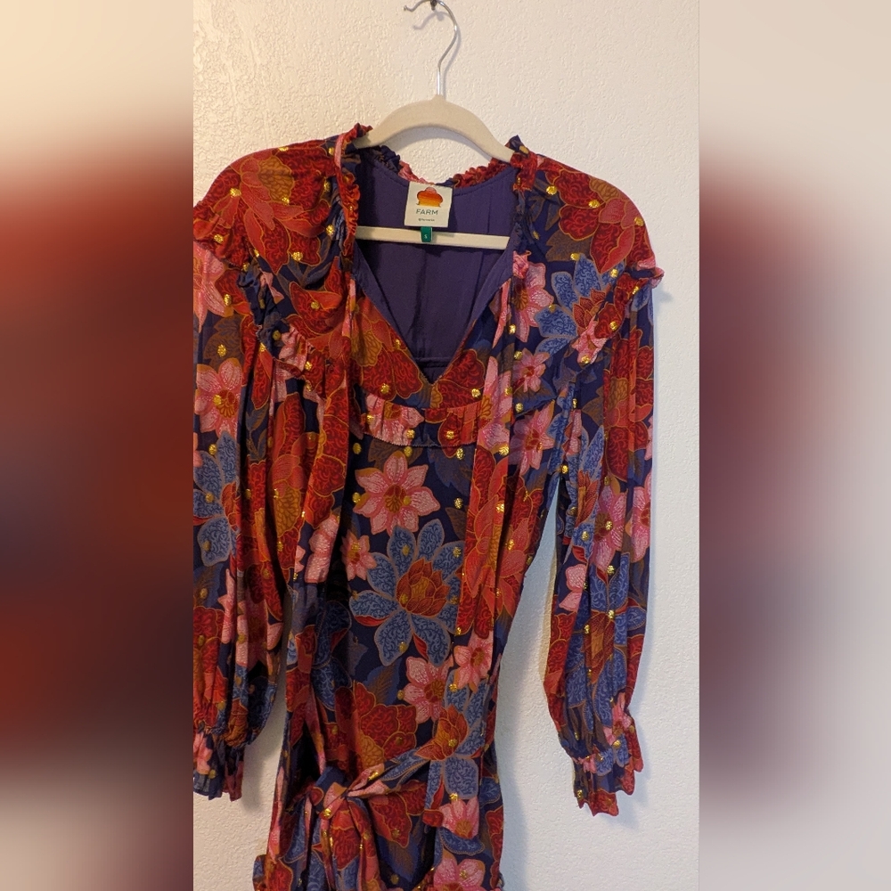 Farm Rio Navy Garden Midi Dress - Picture 13 of 16